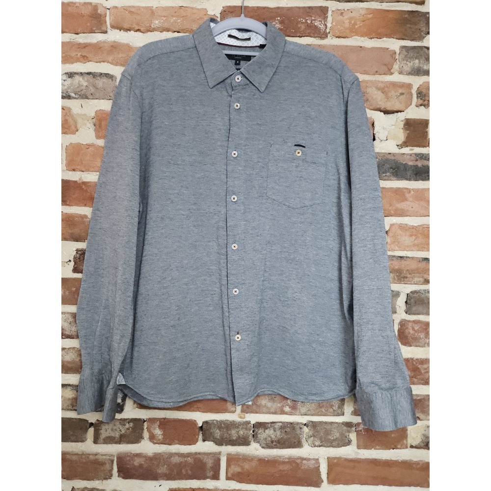 Ted Baker London Button Up Shirt Mens Size 5 Heather Gray Long Sleeve Workwear